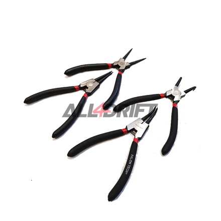 Set di pinze per anelli di sicurezza - 2 x piegate / 2 x dritte (Seger)