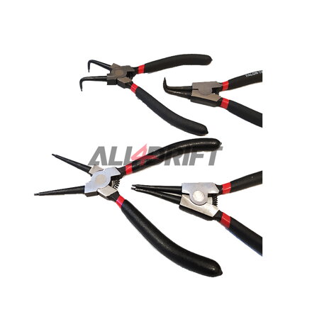 Set di pinze per anelli di sicurezza - 2 x piegate / 2 x dritte (Seger)