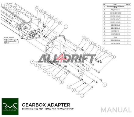 Adattatore PMC per motore BMW M50 S50 M52 M54 e cambio BMW N57N N57 Diesel ZF 8HP70 / M57N / M57N2 GS6-53DZ E90 330D E60 530D