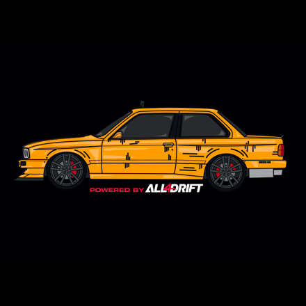 T-shirt nera con motivo BMW E30 Drifthappens powered by ALL4DRIFT
