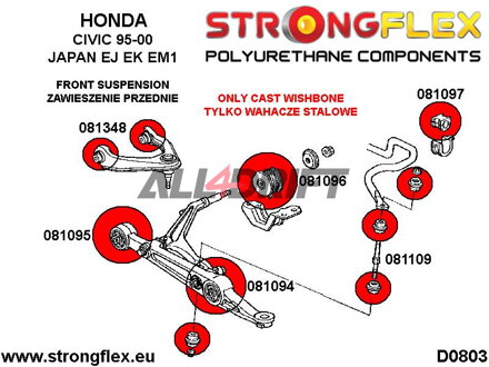 081095A Braccio oscillante anteriore - Boccola interna SPORT - Acura III (93-01) DB6/7/8/9 / DC1/4