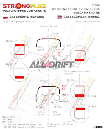 101362B Boccola del braccio oscillante superiore anteriore - Mazda I (89-98) NA