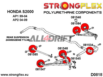 086152B: Kit Boccole Assale Posteriore AP2 - Honda AP2 (04-09)