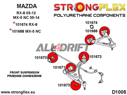 101688A Boccola SPORT del braccio oscillante superiore anteriore - Mazda III (05-14) NC