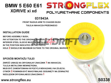 031943A Boccola SPORT del braccio anteriore al supporto dell'asse BMW E6x