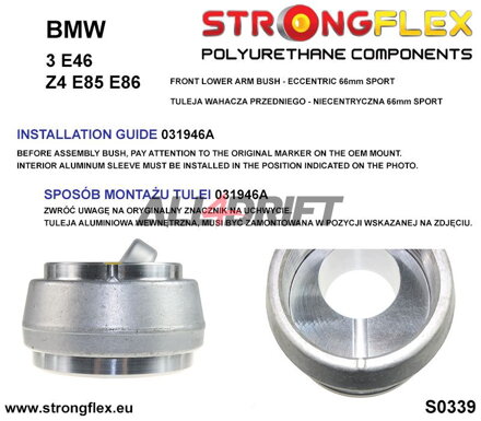 031946A Boccola del braccio oscillante inferiore anteriore - Eccentrica 66mm SPORT BMW E46 / Z4