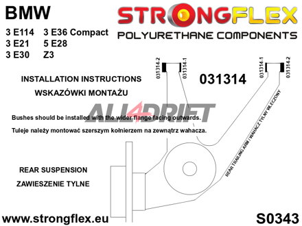 036098A Kit completo di boccole assale SPORT in poliuretano - BMW I (75-82) E21