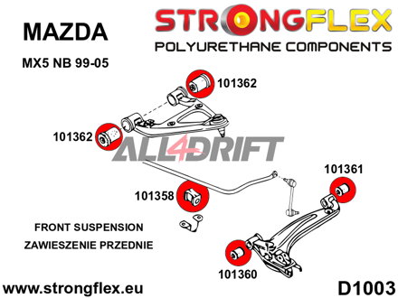 101362B Boccola del braccio oscillante superiore anteriore - Mazda I (89-98) NA