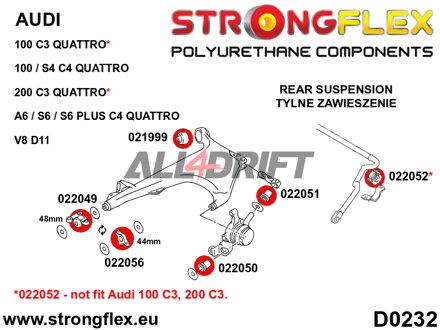 022056A Boccola anteriore del braccio oscillante inferiore posteriore 44mm SPORT Audi