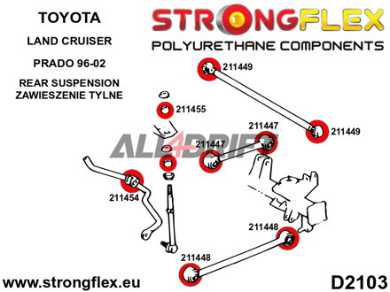 211447A Boccola sportiva in poliuretano del braccio oscillante superiore posteriore Toyota 4Runner / Land Cruiser
