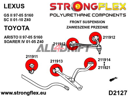 211913A Boccola Braccio Oscillante Inferiore Anteriore SPORT - Lexus II (97-05) S160