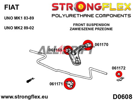 066068A Sada silentbloků přední nápravy SPORT - Fiat Uno MK1/MK2/Turbo (83-02)