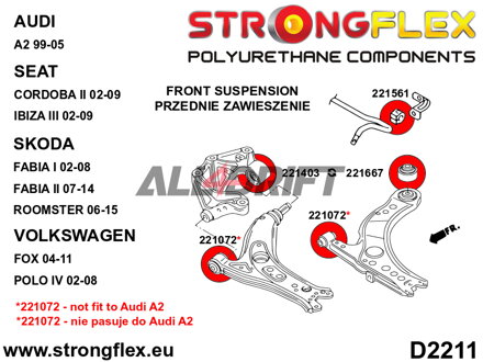 221072A Boccola Anteriore del Braccio Oscillante Anteriore 30mm SPORT Audi / VW / Škoda