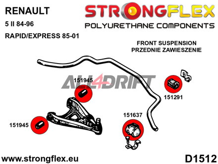 151291B Boccola anteriore barra stabilizzatrice - Renault 19 (93-01)