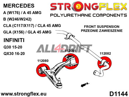 116282A Kit completo boccole in poliuretano SPORT per sospensioni Infiniti / Mercedes