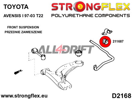 211687A: Boccole barra stabilizzatrice anteriore/posteriore SPORT - Toyota III (99-07) W30