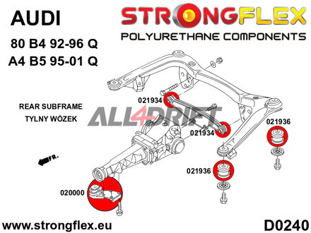 026215A Kit Boccole Telaietto Posteriore SPORT Audi 80 / A4