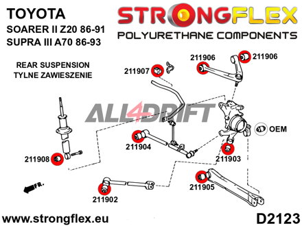 216238B: Kit boccole sospensioni posteriori - Toyota III (86-93) A70