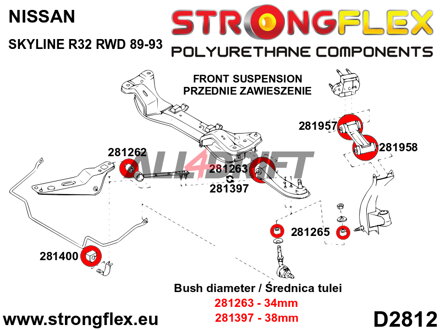 281263A Boccola interna braccio oscillante anteriore 34mm SPORT - Nissan V (88-98) S13