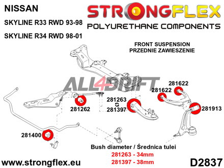 281263A Boccola interna braccio oscillante anteriore 34mm SPORT - Nissan V (88-98) S13