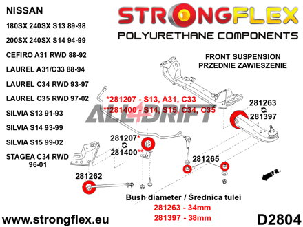 281263A Boccola interna braccio oscillante anteriore 34mm SPORT - Nissan V (88-98) S13