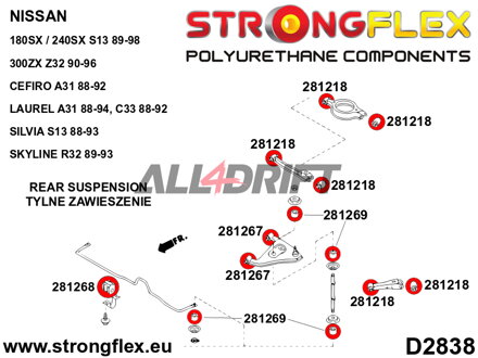 281218A Boccola braccio posteriore SPORT - Nissan II (90-96) Z32