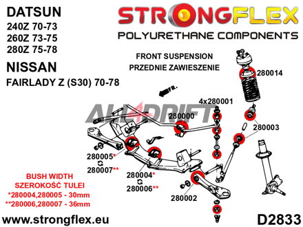 286207B Kit Boccole Assale Anteriore Datsun / Nissan