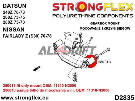 280013B Silent block del supporto cambio Datsun / Nissan