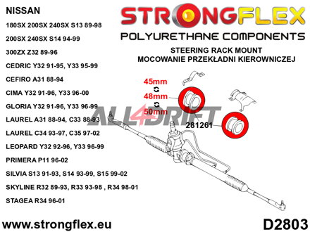 286116A Kompletní sada silentbloků náprav SPORT - Nissan VI (94-99) S14
