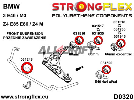 031946A Boccola del braccio oscillante inferiore anteriore - Eccentrica 66mm SPORT BMW E46 / Z4