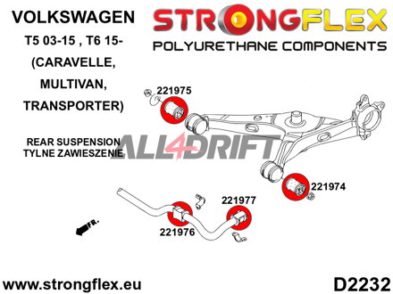 226236A Kit completo boccole sospensioni SPORT - Volkswagen T5 (03-15) Caravelle, Multivan, Transporter