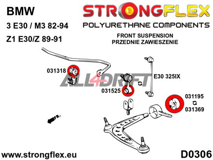 031318B Boccola della barra stabilizzatrice anteriore 18-24mm BMW E30 / Z1