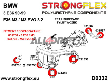 036105A Kit Completo Boccole Assale SPORT BMW E36