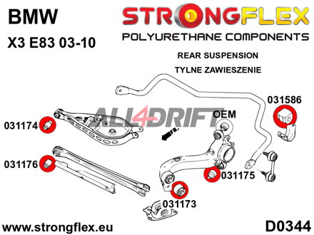 036246B Kit completo boccole in poliuretano per assali BMW X3 E83