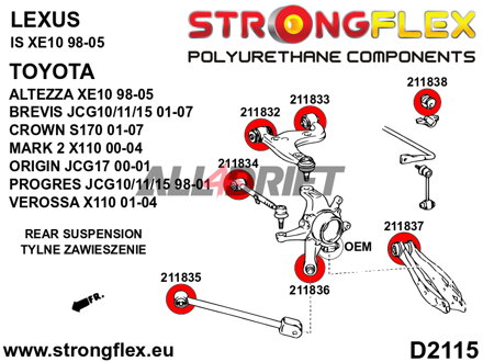 211832A Boccola del braccio oscillante superiore posteriore - Anteriore SPORT - Toyota I (99-05) XE10