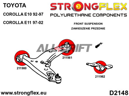 216285A: Kit completo boccole assale SPORT - Toyota E100 FWD