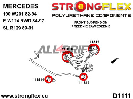 116225B Sada silentbloků předního zavěšení Mercedes