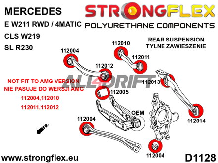 116285B Kit completo boccole in poliuretano per sospensioni RWD - Mercedes W211 RWD