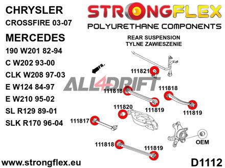 116297A Kit completo boccole in poliuretano SPORT - Mercedes W124 4MATIC