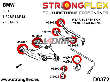 036064B Kit completo di boccole assale in poliuretano - BMW F10 (10-17) Sedan RWD