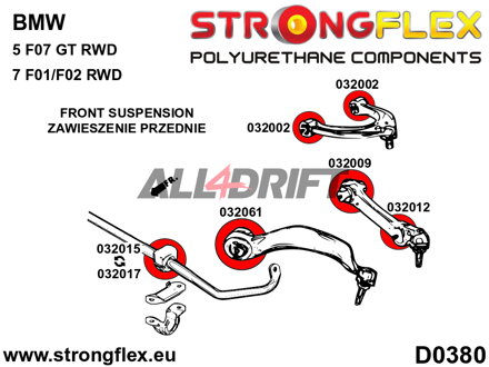 036079A Kit completo boccole assale in poliuretano SPORT - BMW F07 (09-17) 5 GT RWD