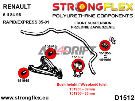 151637A Boccola esterna barra stabilizzatrice anteriore SPORT - Renault 19 (93-01)