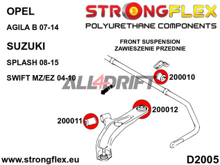 206168B Kit boccole assale anteriore e telaietto posteriore Opel / Suzuki