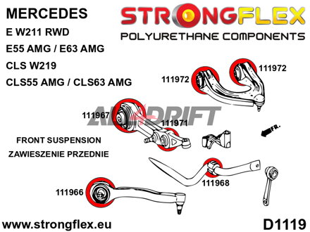116285B Kit completo boccole in poliuretano per sospensioni RWD - Mercedes W211 RWD