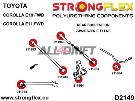 211964B Boccola braccio longitudinale posteriore - Toyota AT200 ST202 ST204 FWD