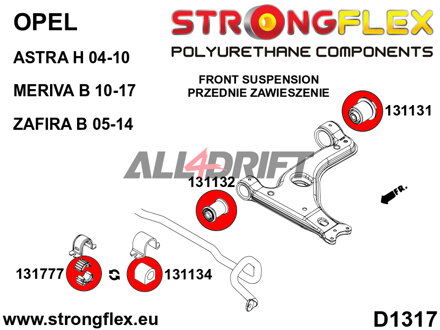136221B Kit boccole sospensioni anteriori - Opel / Vauxhall H (04-10)
