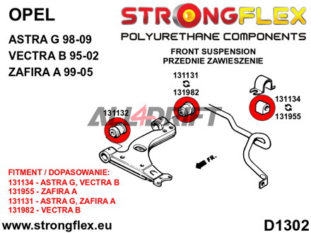 131131B Boccola posteriore del braccio oscillante anteriore - Opel / Vauxhall G (98-04)