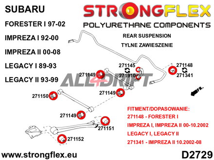 276037B Kit Boccole Assale Posteriore - Saab 9-2X (04-06)