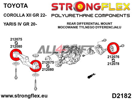 212080A Inserto della boccola anteriore del supporto differenziale posteriore SPORT Toyota Corolla / Yaris