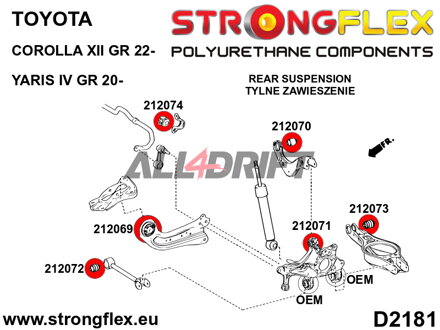 216298A Kit Boccole Assale Posteriore SPORT Toyota Corolla / Yaris